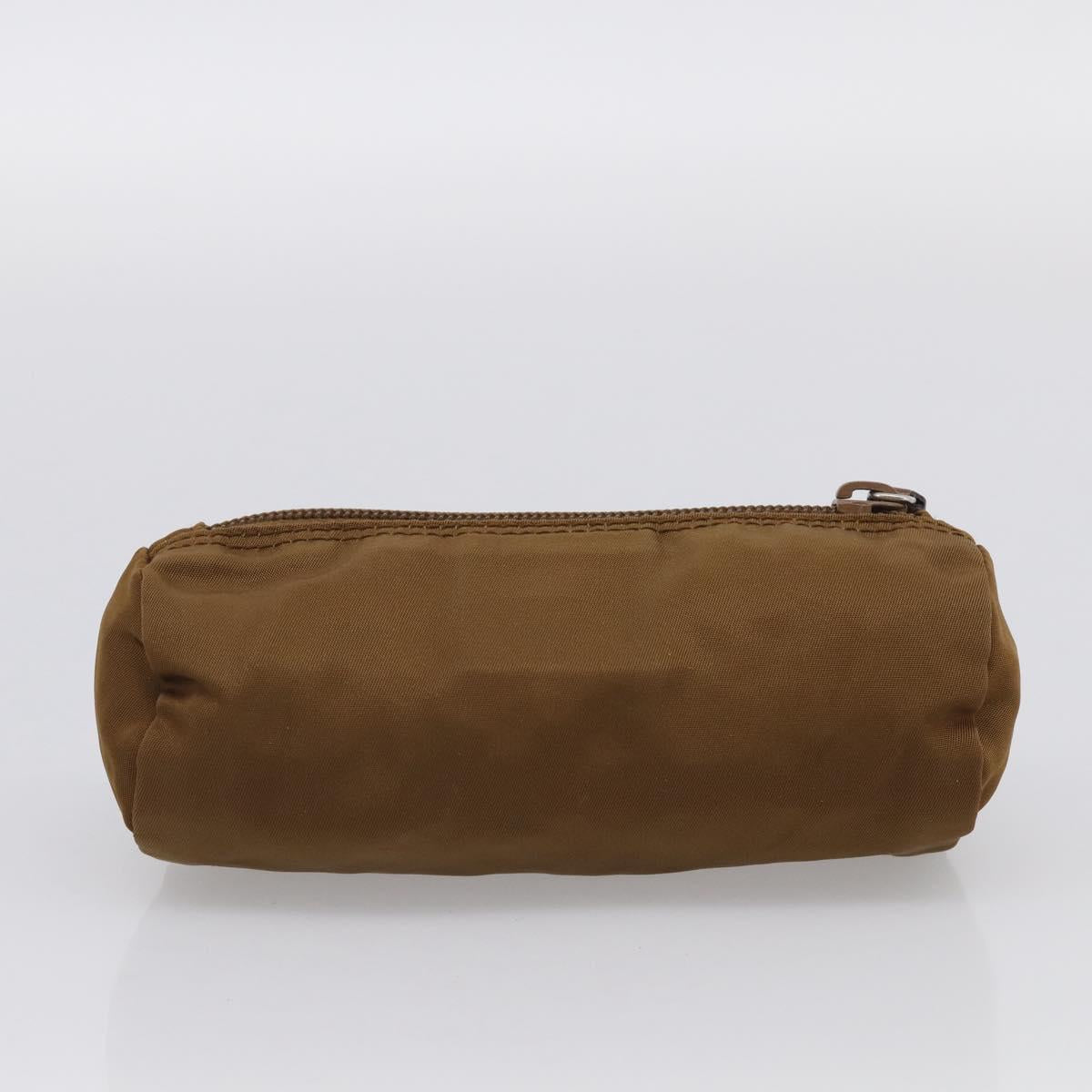 PRADA Pouch Nylon 2 Set Brown Green Auth 213908