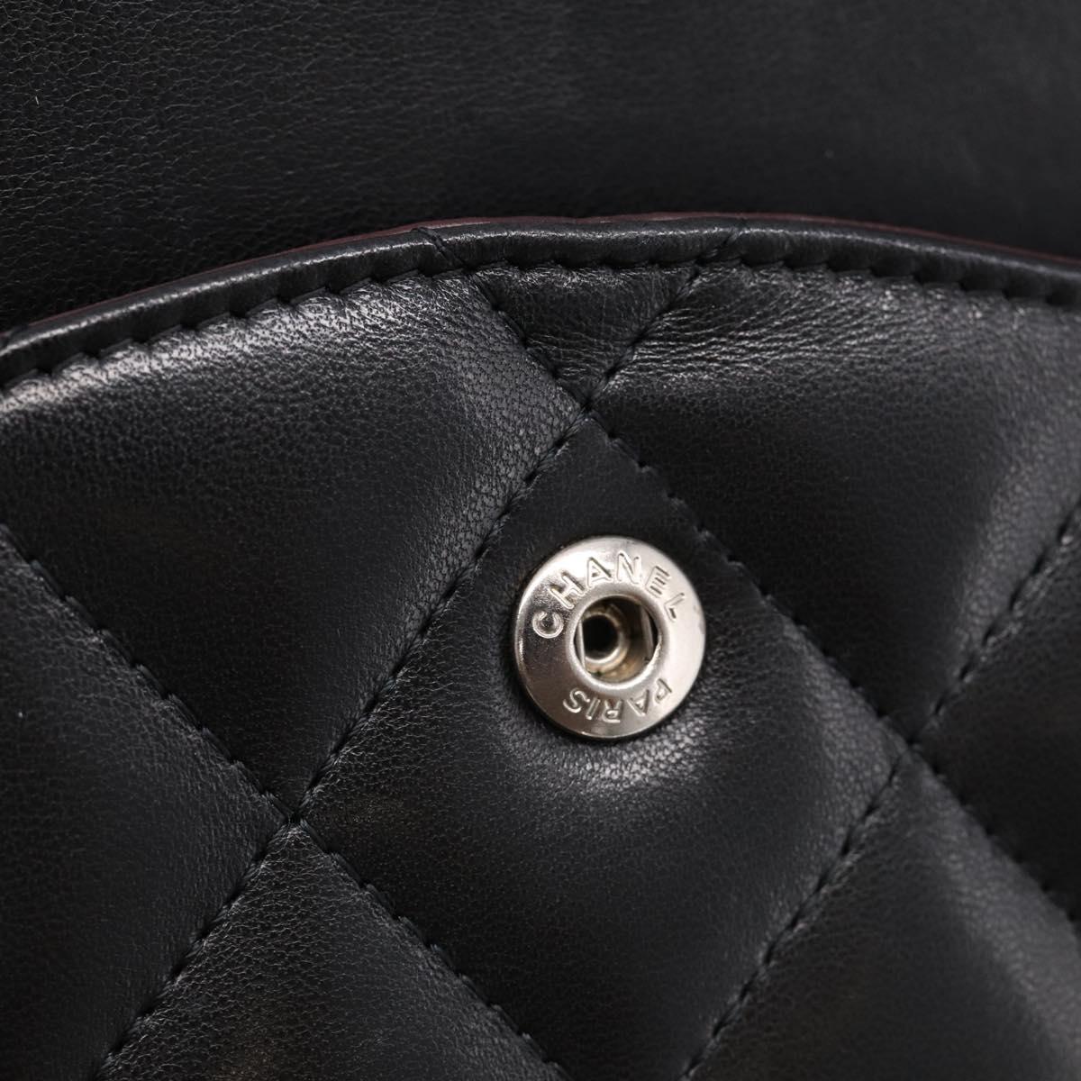 CHANEL Big Matelasse30 Chain Bag Lamb Skin Black Silver CC Auth 213916SAM