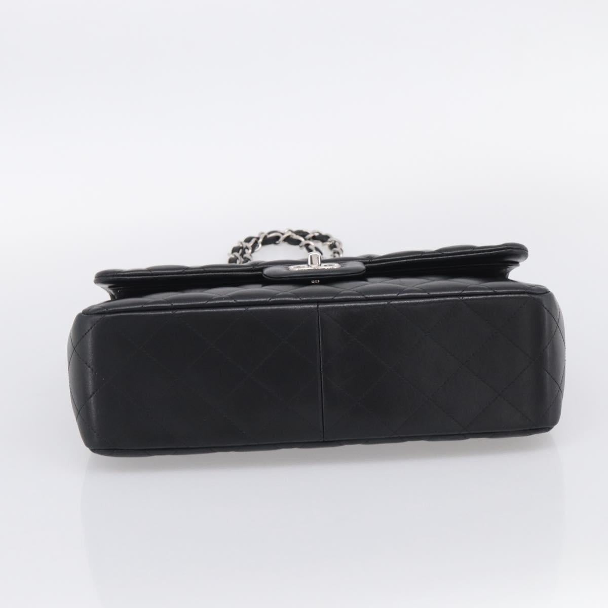 CHANEL Big Matelasse30 Chain Bag Lamb Skin Black Silver CC Auth 213916SAM