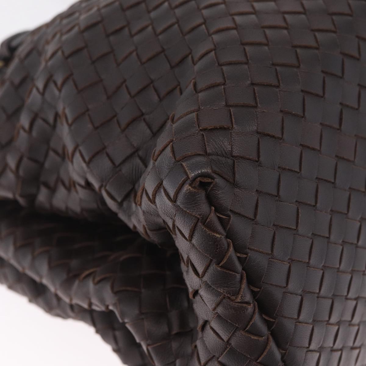 Bottega Veneta INTRECCIATO Rome Hand Bag Leather Brown Gold 171265 Auth 213934V