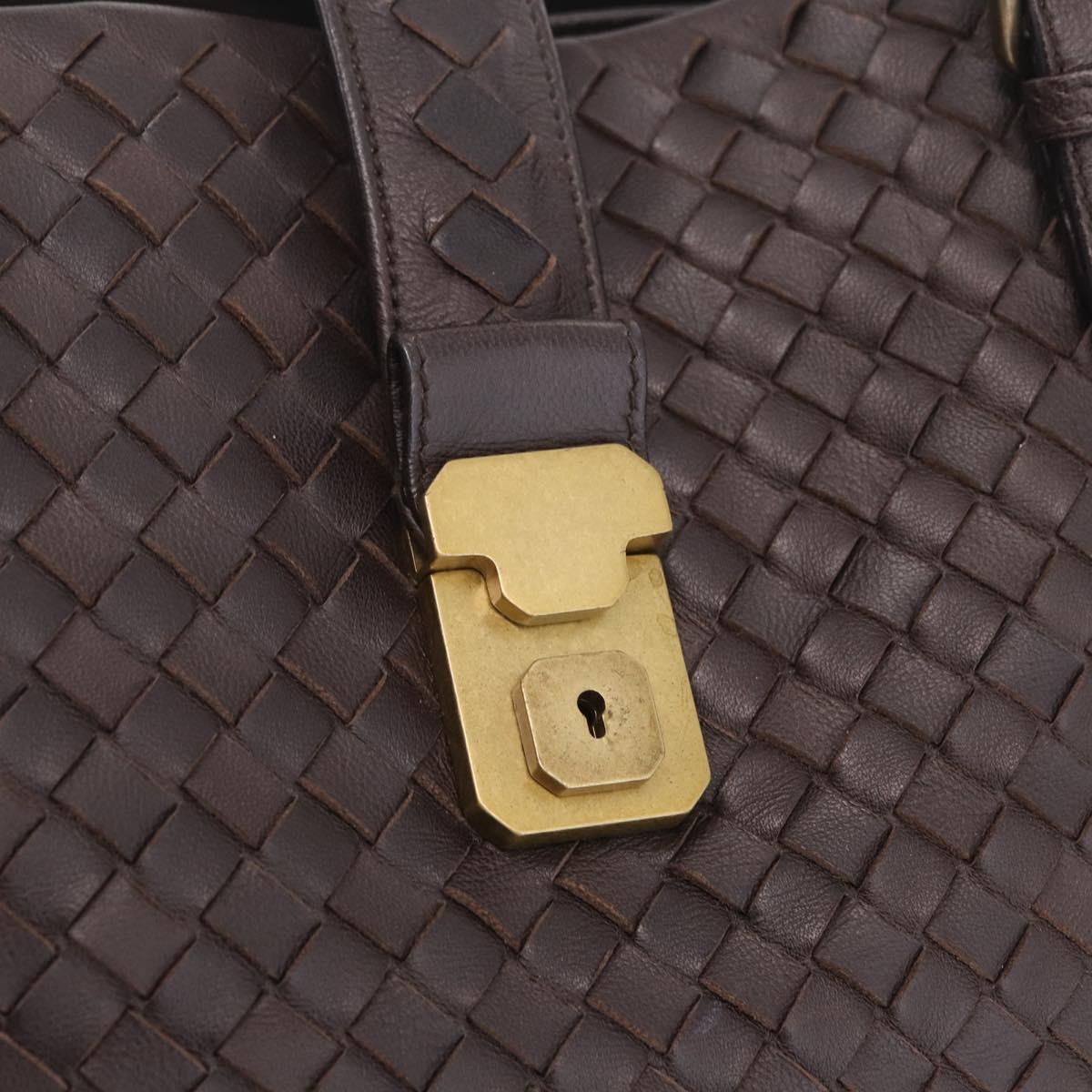 Bottega Veneta INTRECCIATO Rome Hand Bag Leather Brown Gold 171265 Auth 213934V