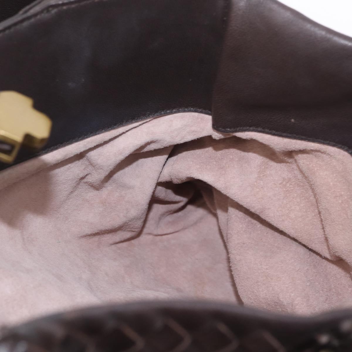 Bottega Veneta INTRECCIATO Rome Hand Bag Leather Brown Gold 171265 Auth 213934V