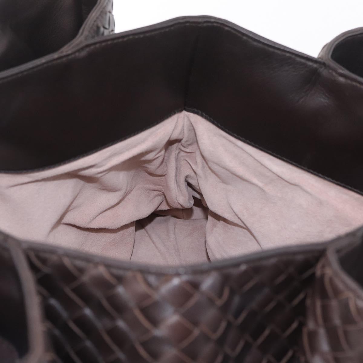 Bottega Veneta INTRECCIATO Rome Hand Bag Leather Brown Gold 171265 Auth 213934V