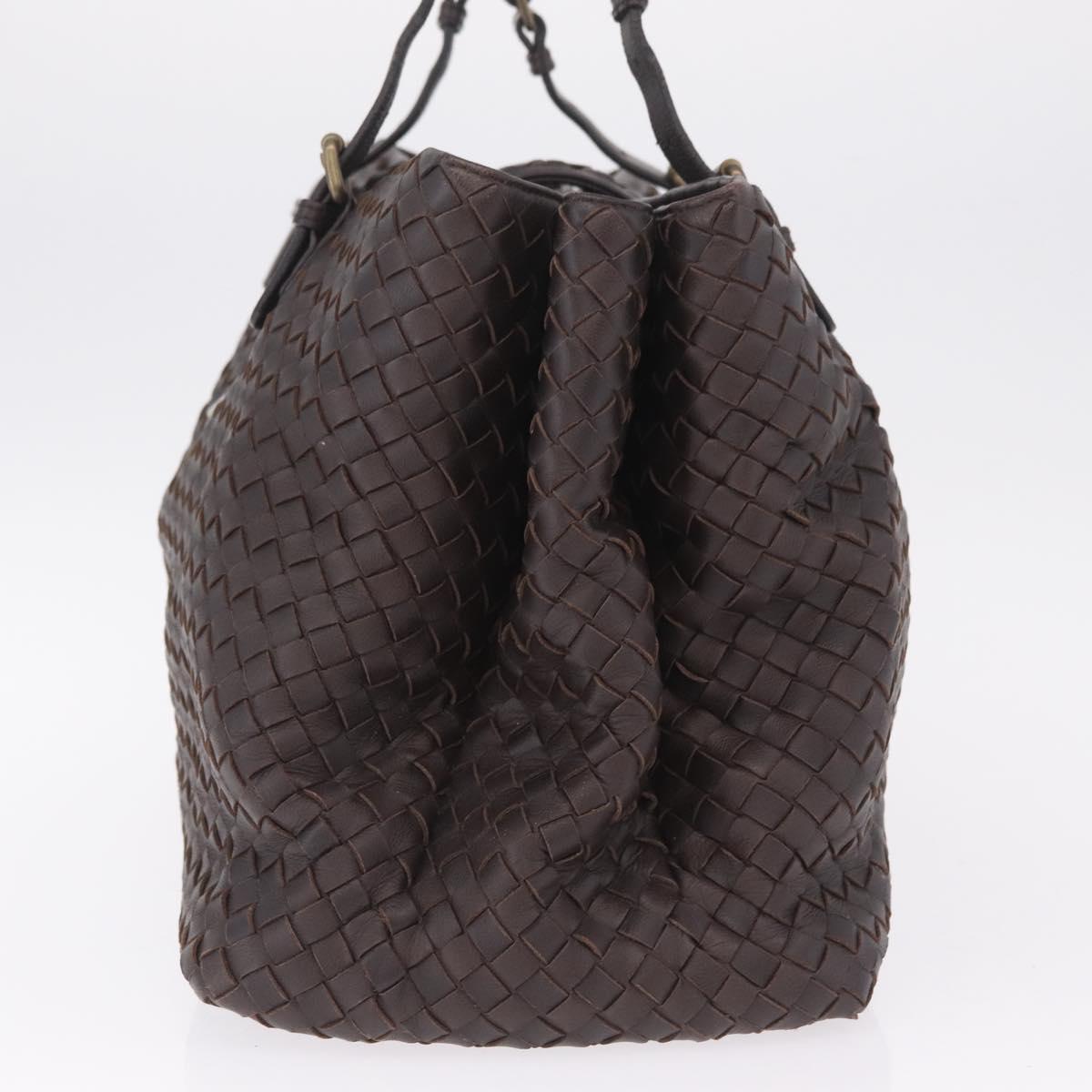 Bottega Veneta INTRECCIATO Rome Hand Bag Leather Brown Gold 171265 Auth 213934V