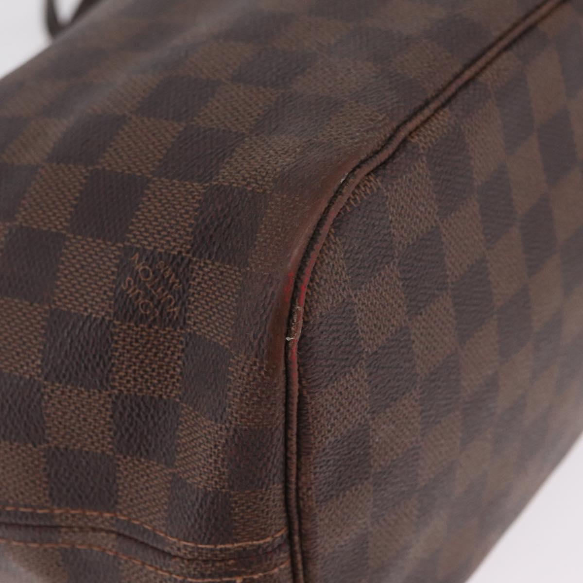 LOUIS VUITTON Damier Ebene Neverfull MM Tote Bag N51105 LV Auth 213941
