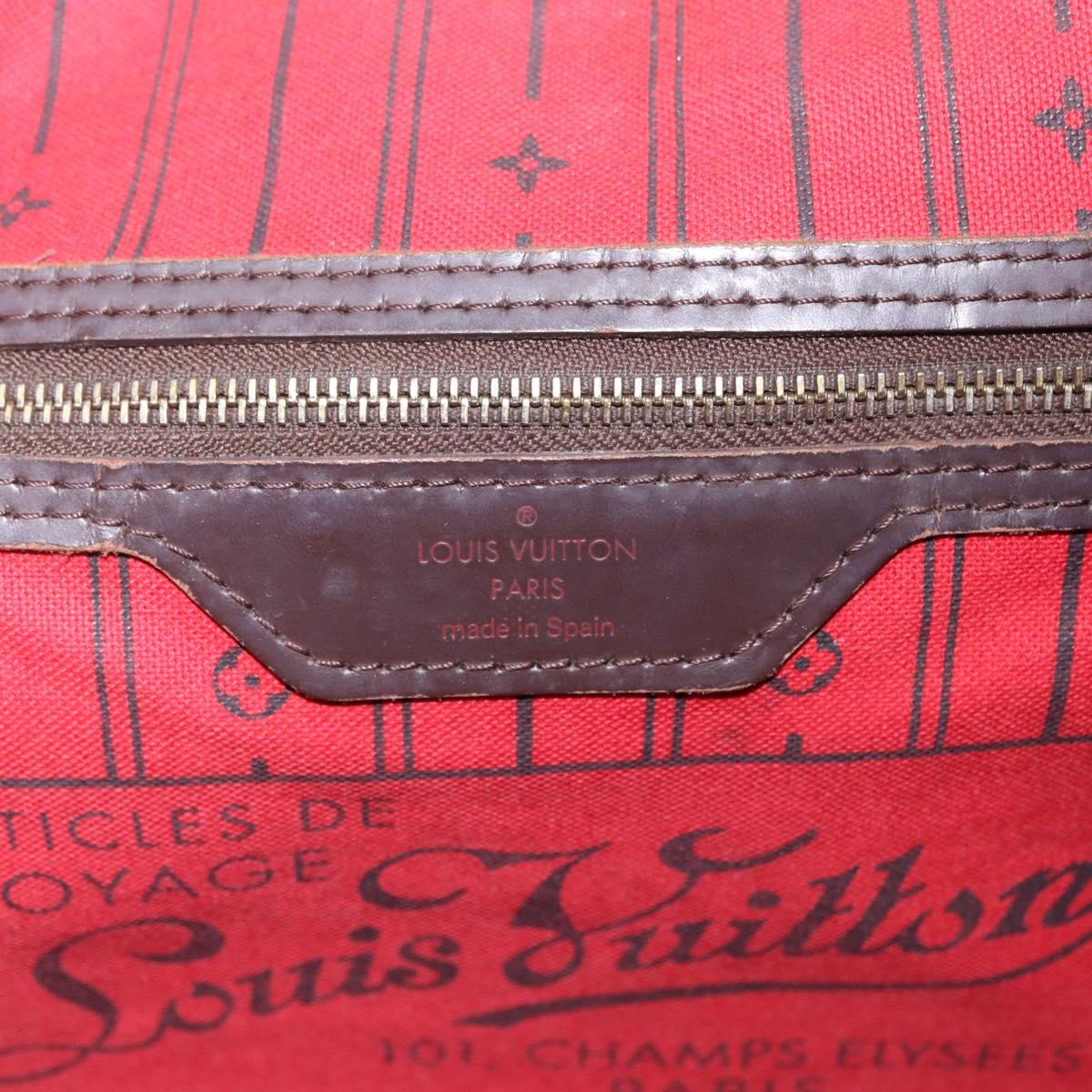 LOUIS VUITTON Damier Ebene Neverfull MM Tote Bag N51105 LV Auth 213941
