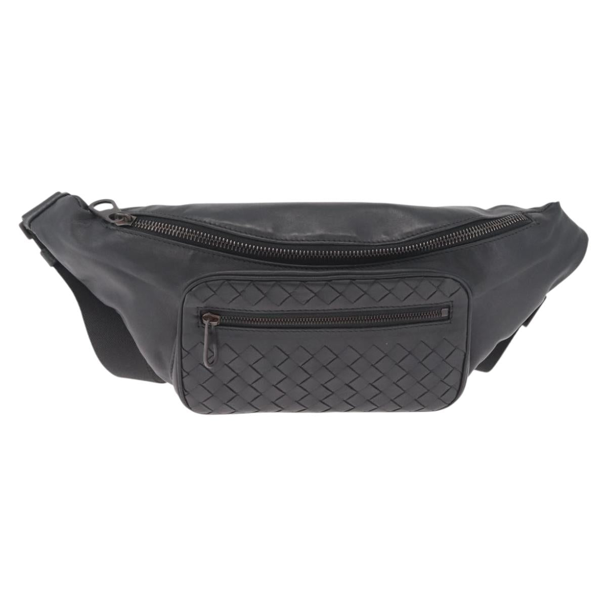 Bottega Veneta INTRECCIATO Body Bag Leather Gray Auth 213950V