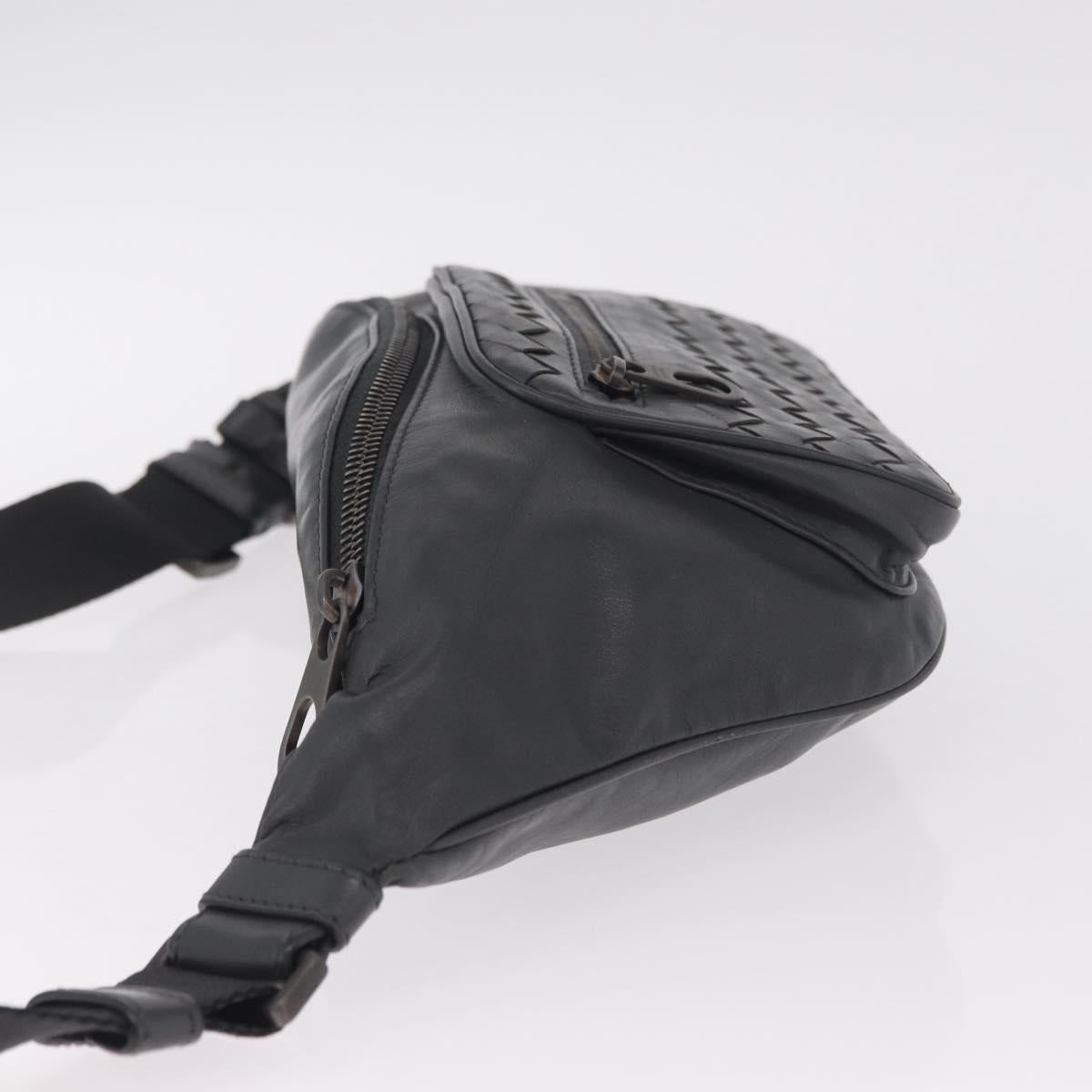 Bottega Veneta INTRECCIATO Body Bag Leather Gray Auth 213950V