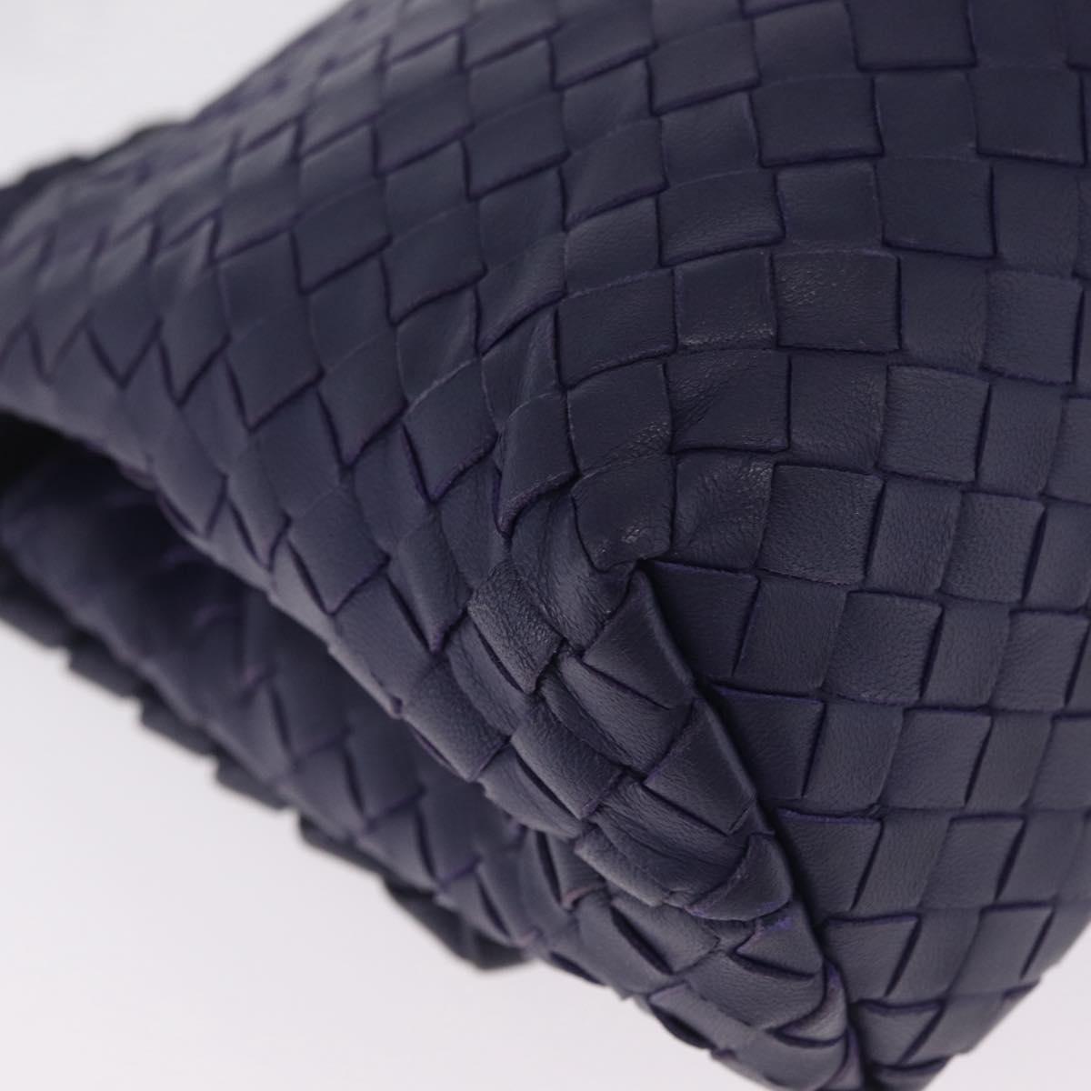 Bottega Veneta INTRECCIATO Chain Shoulder Bag Leather Purple Silver Auth 213952V