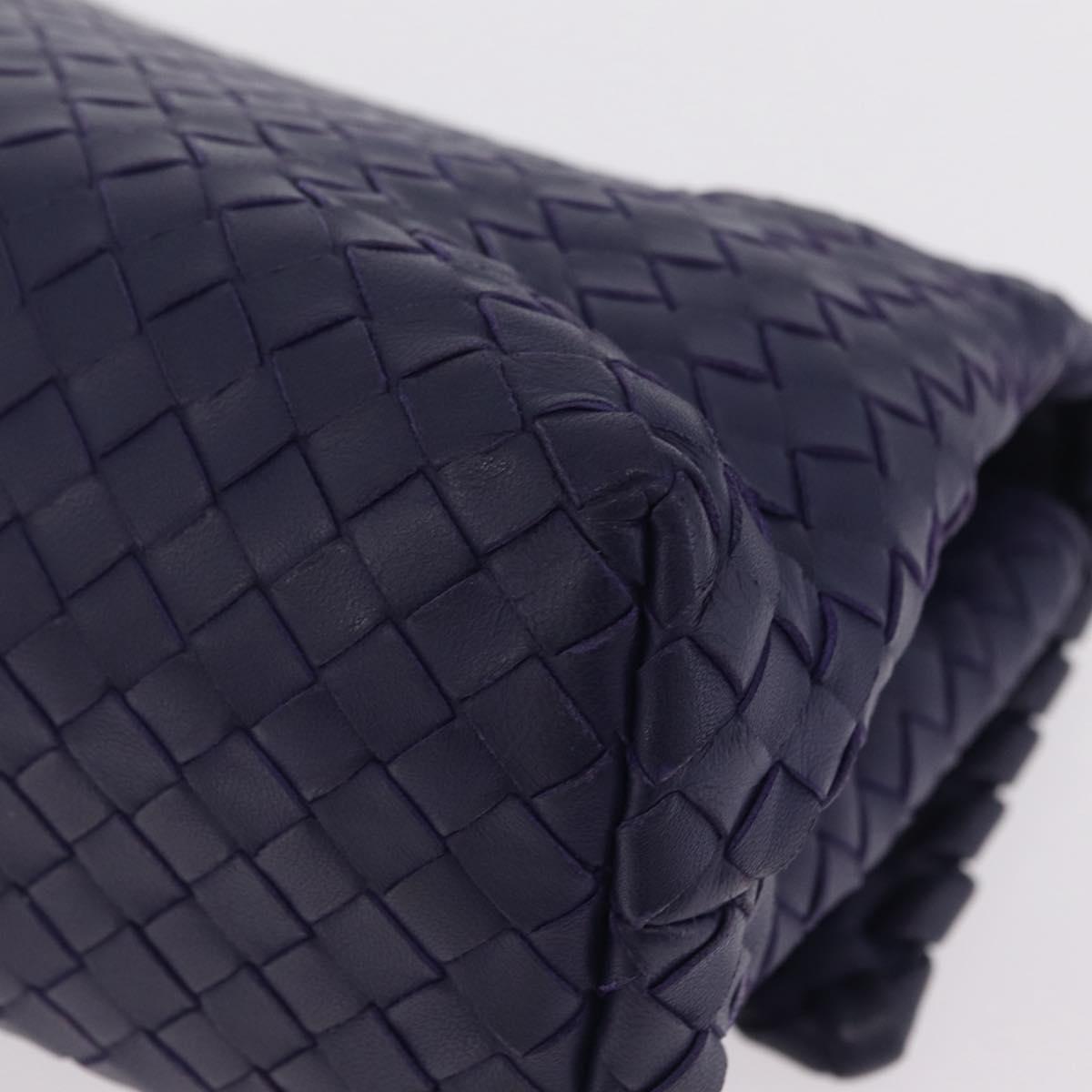 Bottega Veneta INTRECCIATO Chain Shoulder Bag Leather Purple Silver Auth 213952V