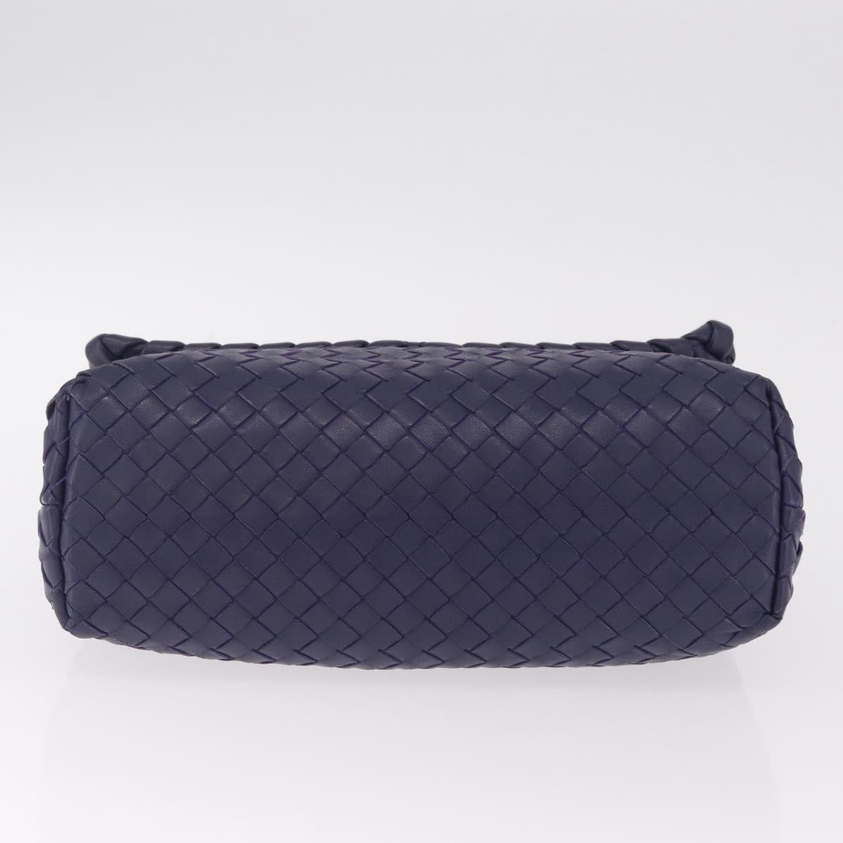 Bottega Veneta INTRECCIATO Chain Shoulder Bag Leather Purple Silver Auth 213952V