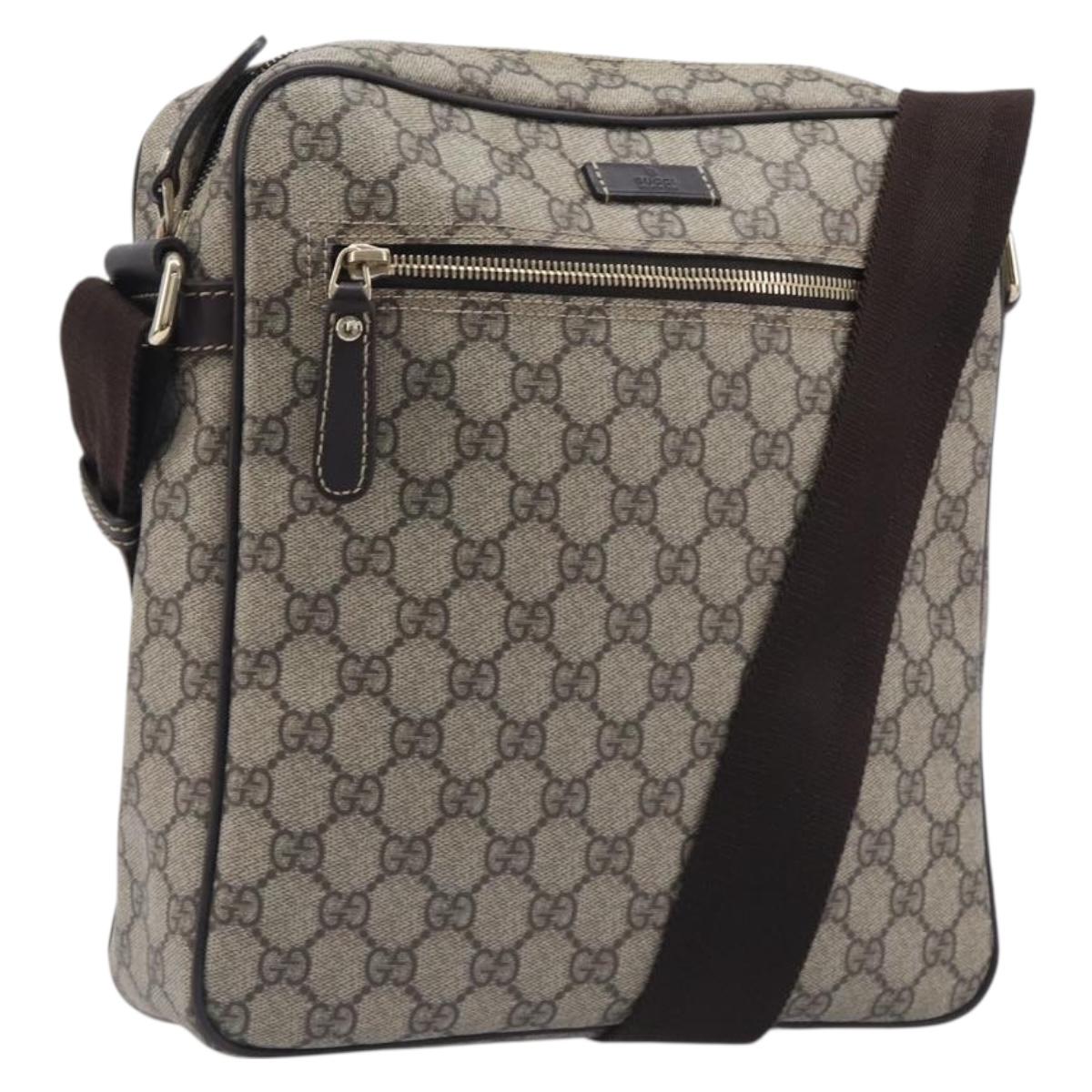 GUCCI GG Supreme Shoulder Bag PVC Beige Gold 201448 Auth 213958V
