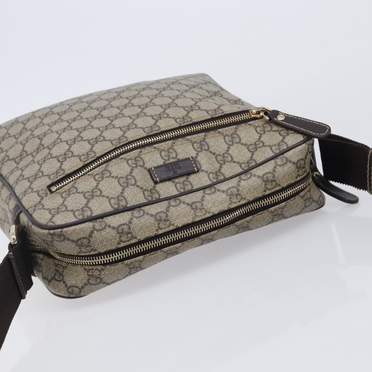GUCCI GG Supreme Shoulder Bag PVC Beige Gold 201448 Auth 213958V