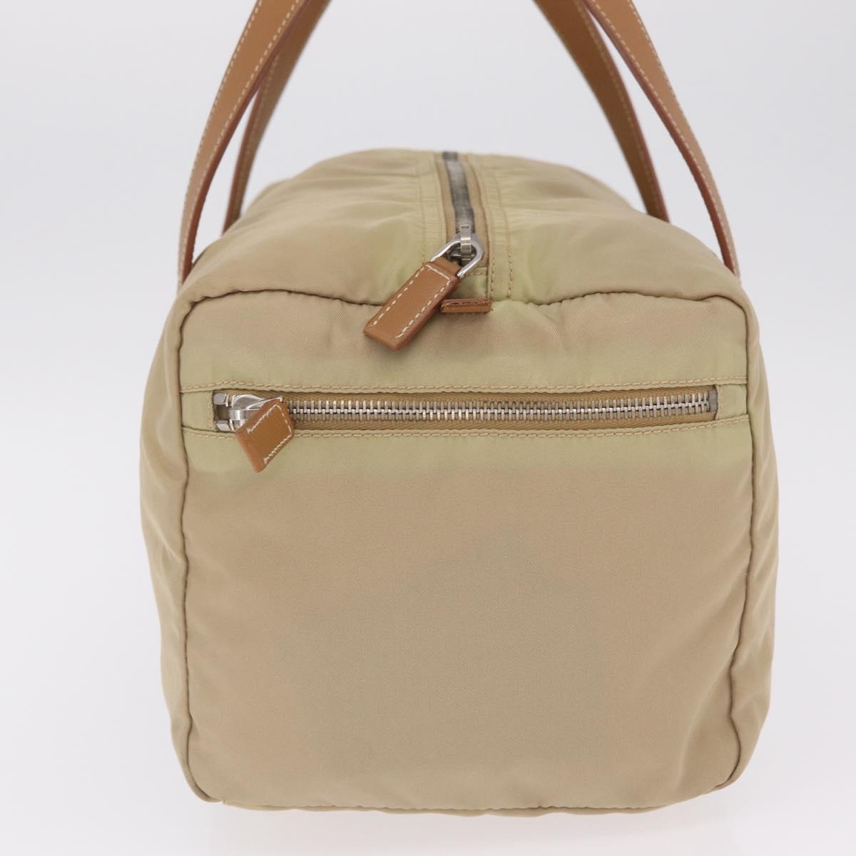 PRADA Hand Bag Nylon Beige Silver Auth 213961A