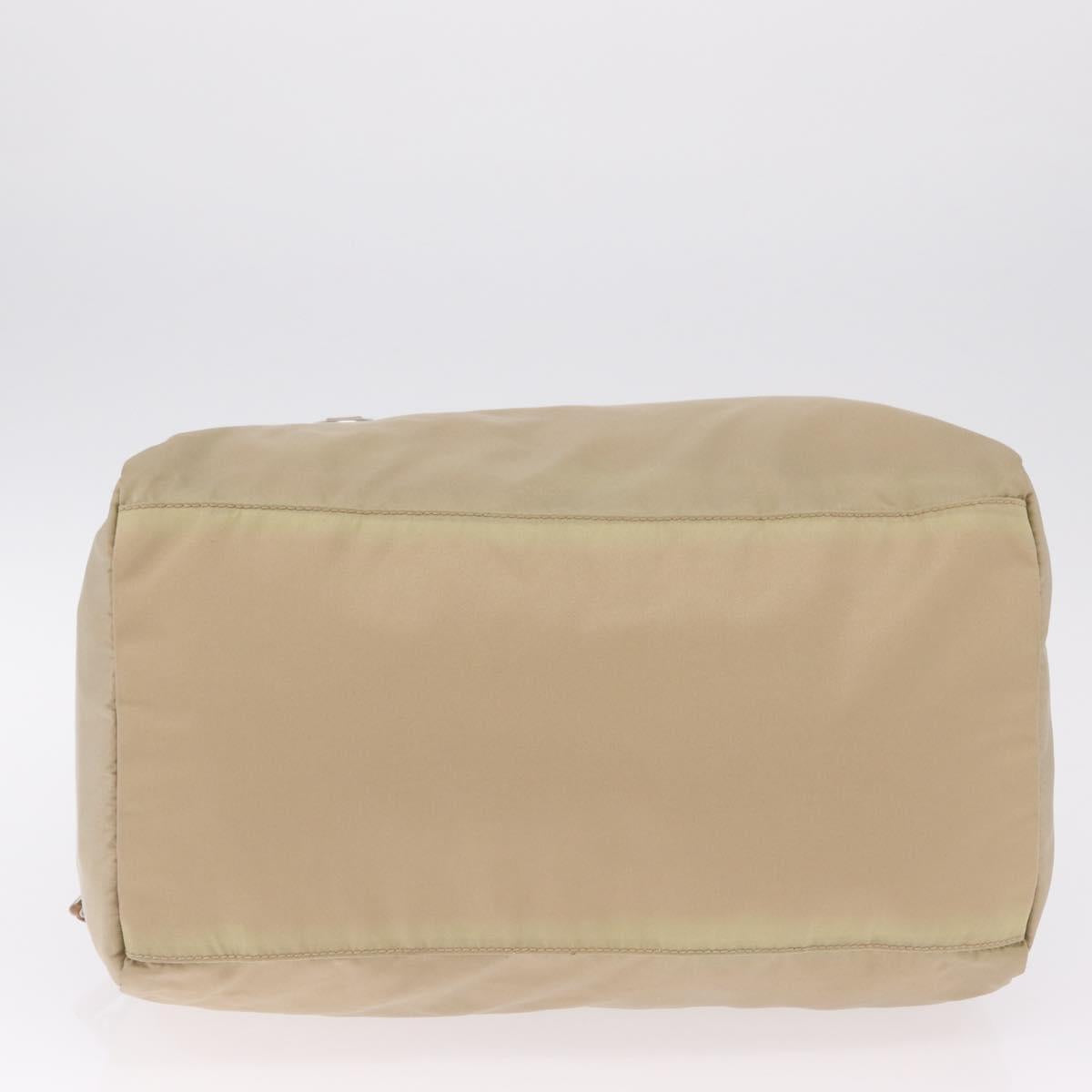PRADA Hand Bag Nylon Beige Silver Auth 213961A