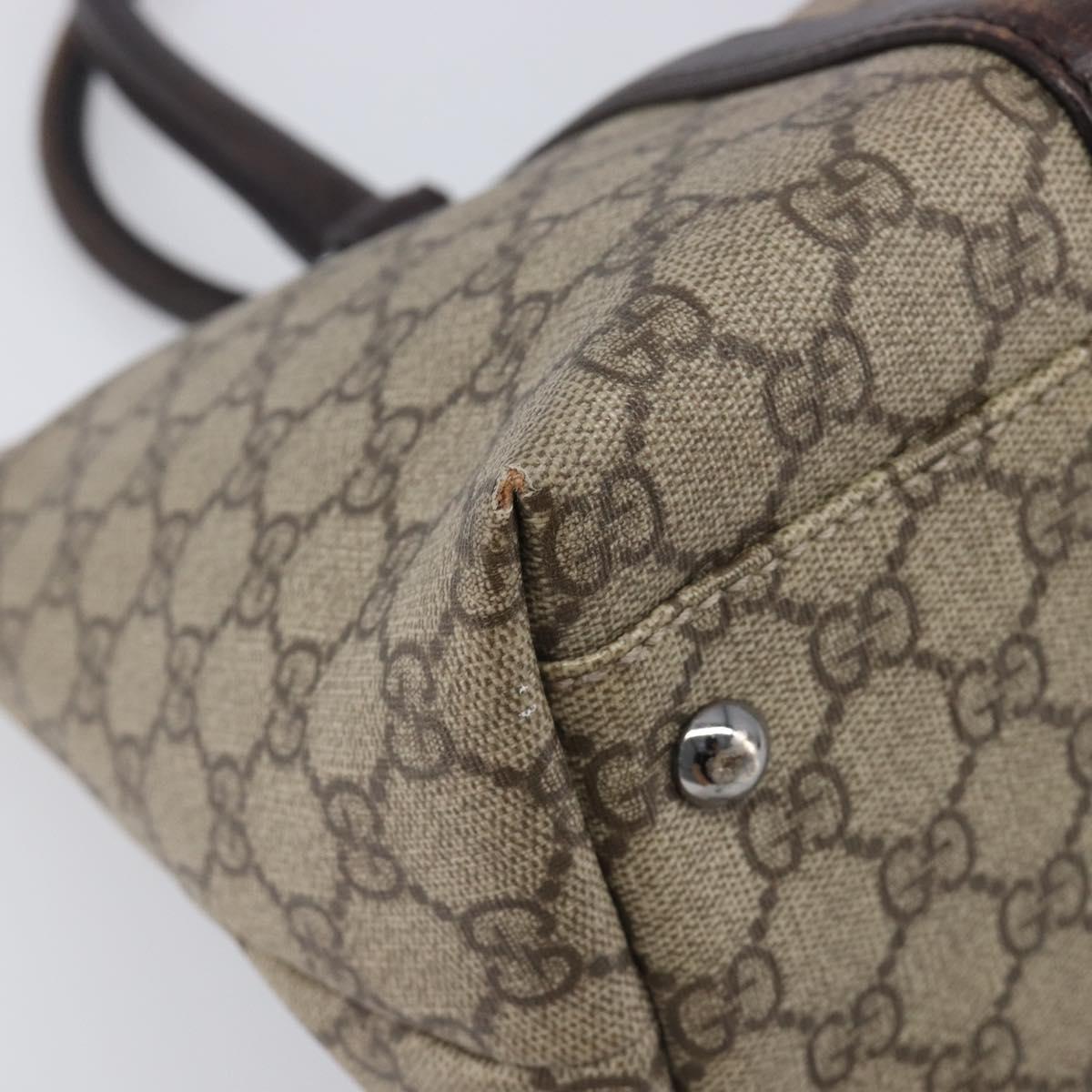 GUCCI GG Supreme Tote Bag PVC Beige Silver 114595 Auth 213962