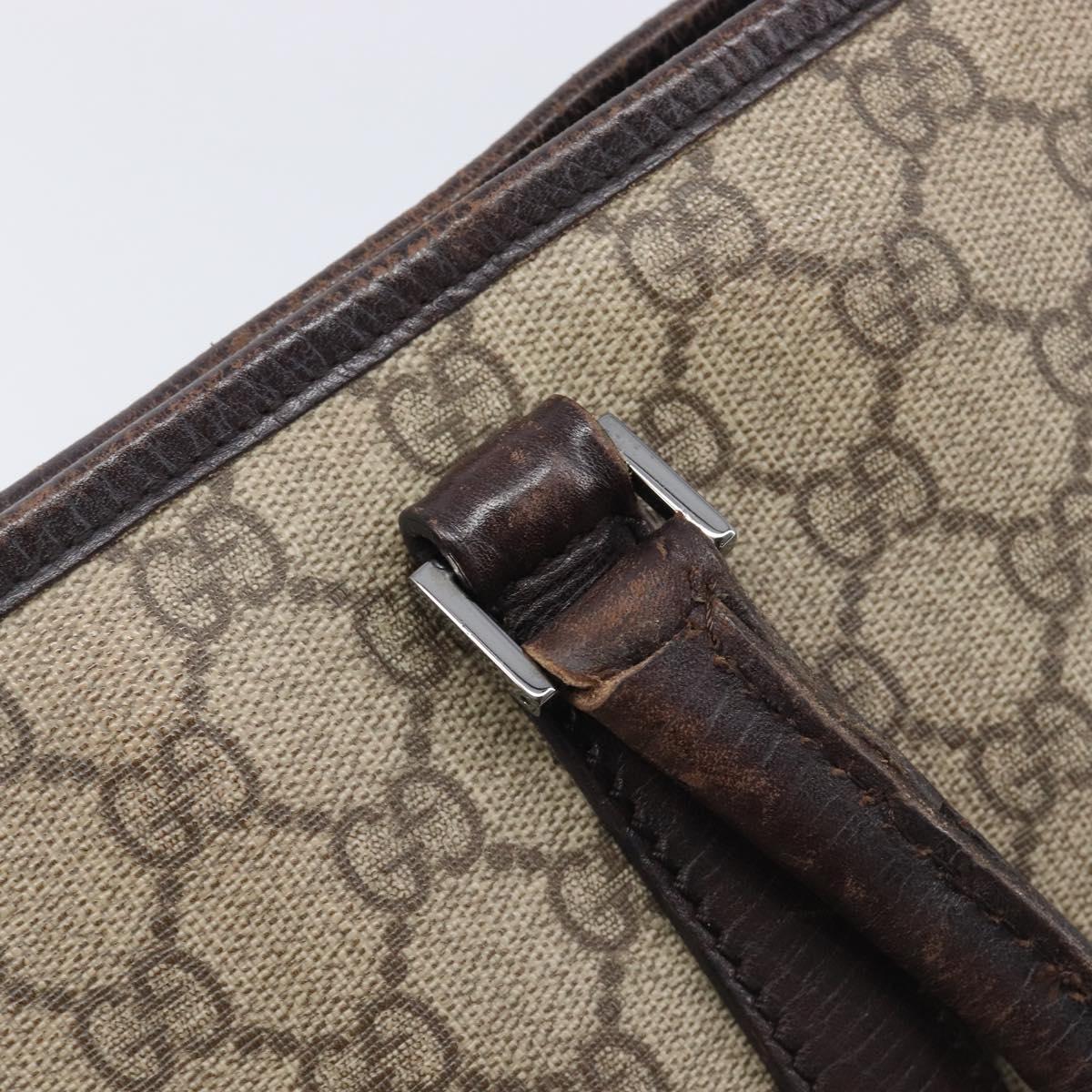 GUCCI GG Supreme Tote Bag PVC Beige Silver 114595 Auth 213962