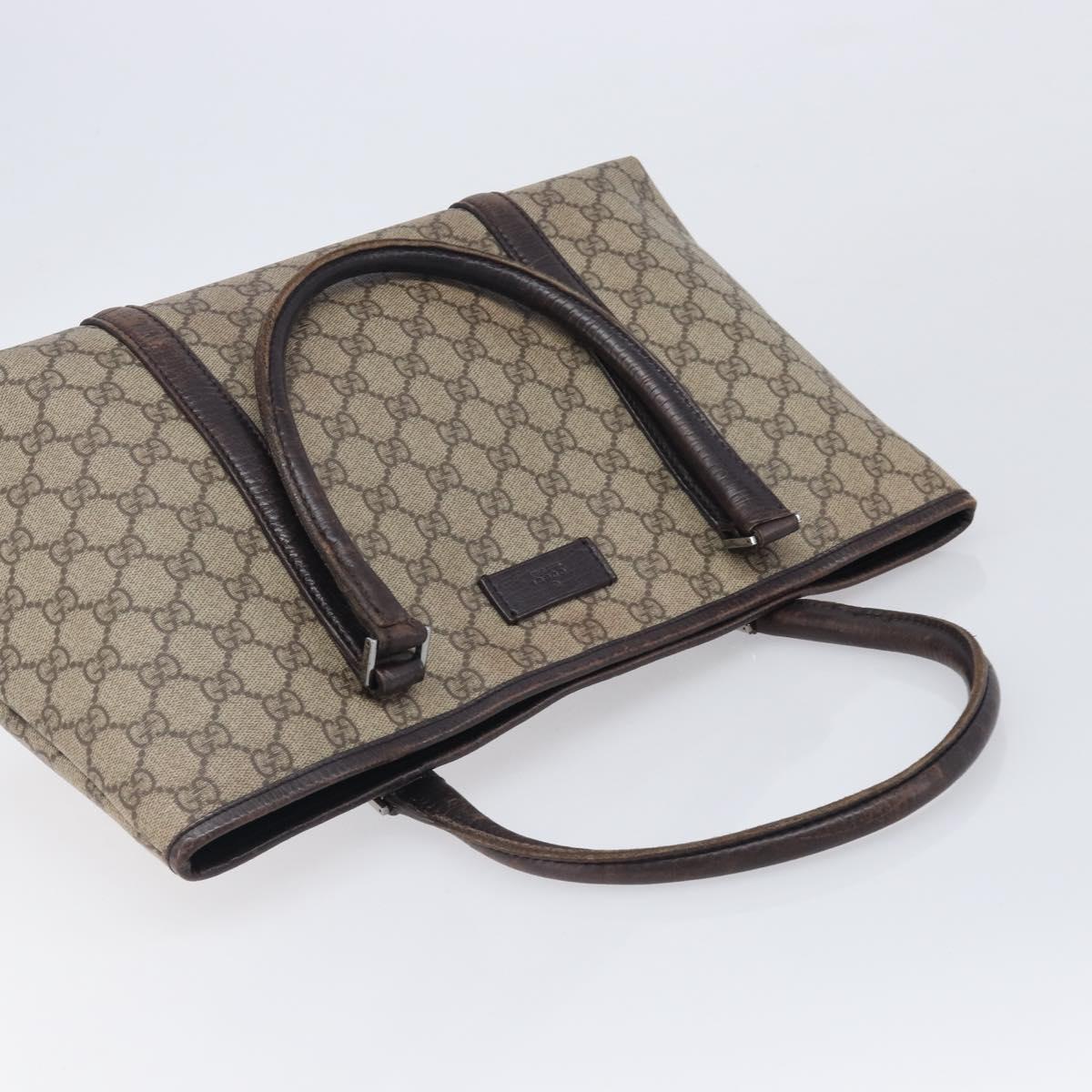 GUCCI GG Supreme Tote Bag PVC Beige Silver 114595 Auth 213962