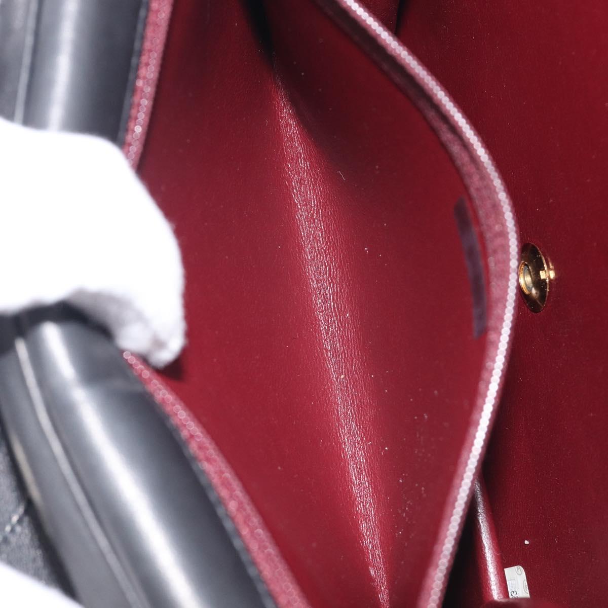CHANEL Matelasse Push Lock Chain Bag Lamb Skin Black Gold CC Auth 213982SAV