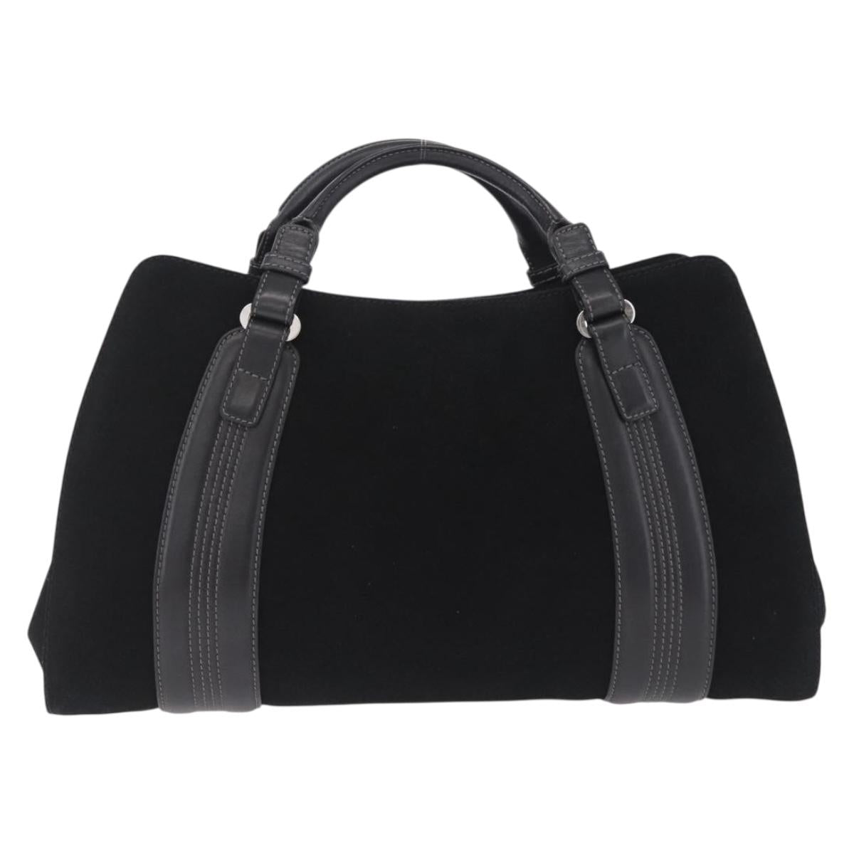 LOEWE Hand Bag Suede Black Silver Auth 213987V