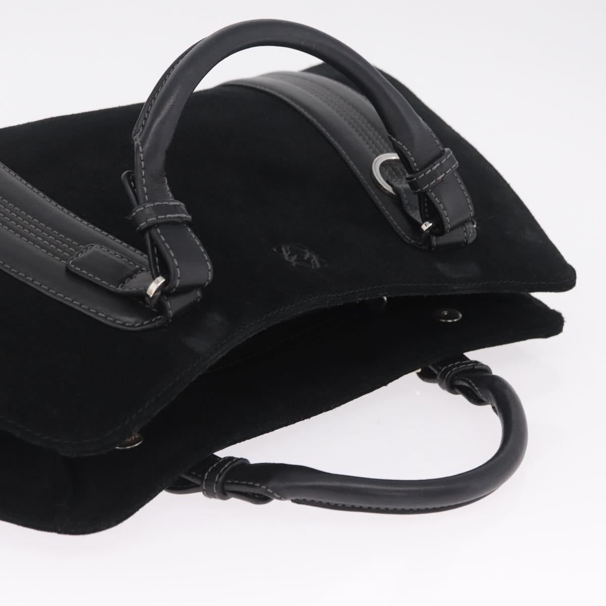 LOEWE Hand Bag Suede Black Silver Auth 213987V