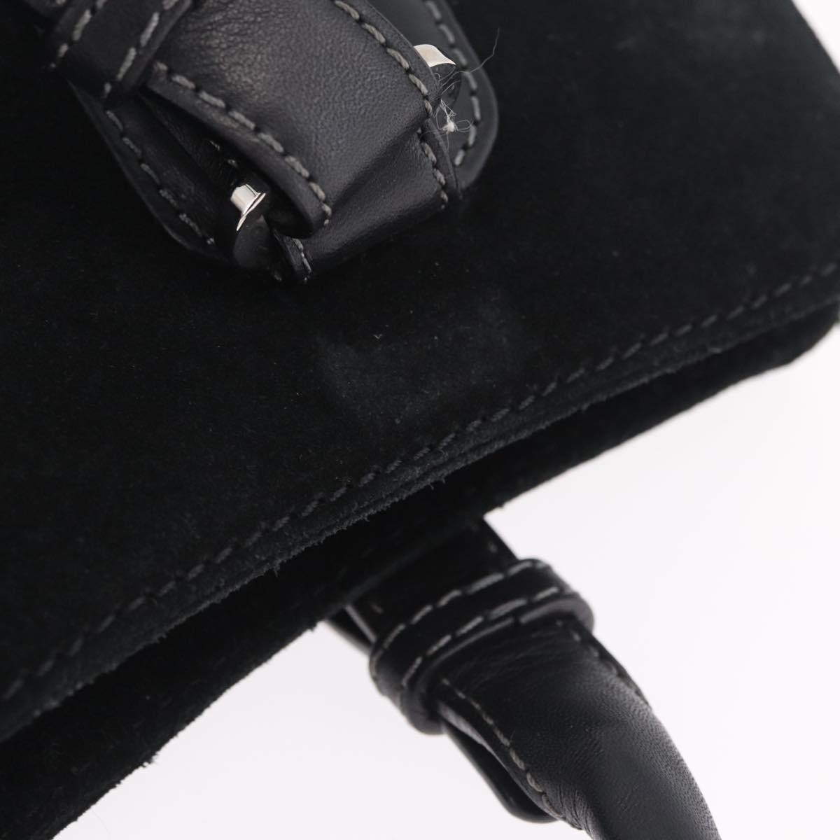 LOEWE Hand Bag Suede Black Silver Auth 213987V