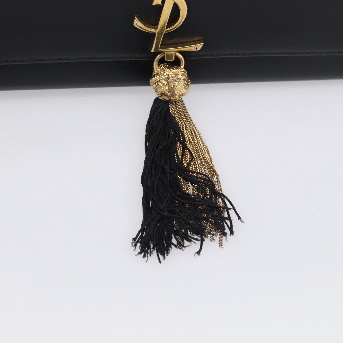 Saint Laurent Kate Chain Shoulder Bag Leather Gold Black Auth 213991M