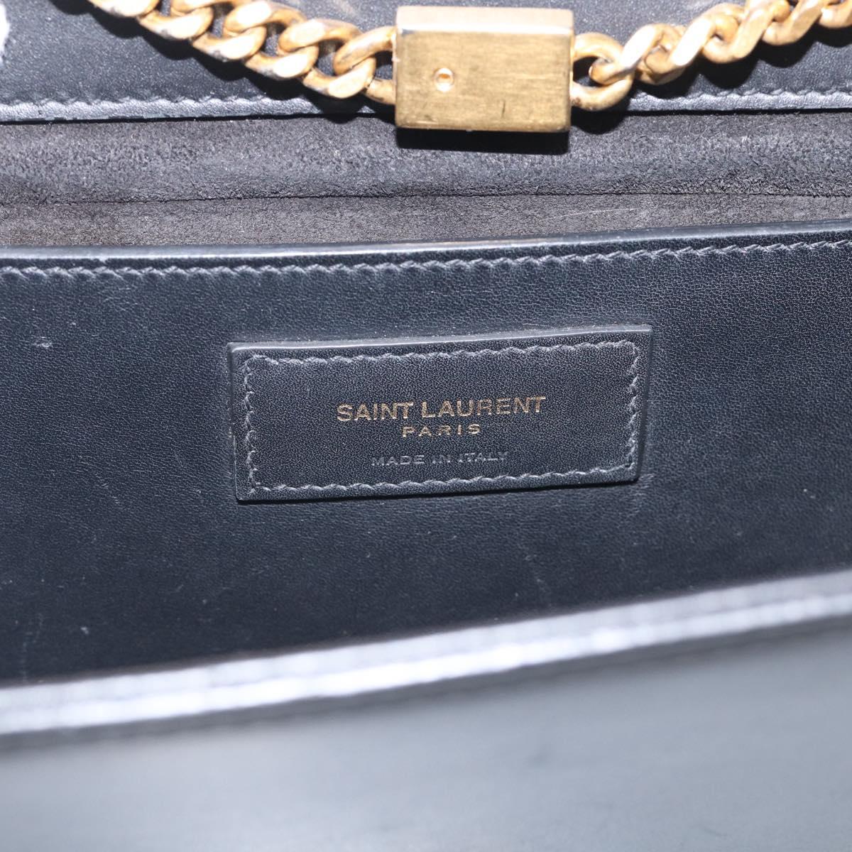 Saint Laurent Kate Chain Shoulder Bag Leather Gold Black Auth 213991M