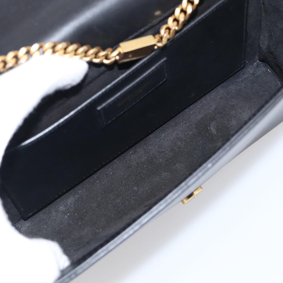 Saint Laurent Kate Chain Shoulder Bag Leather Gold Black Auth 213991M