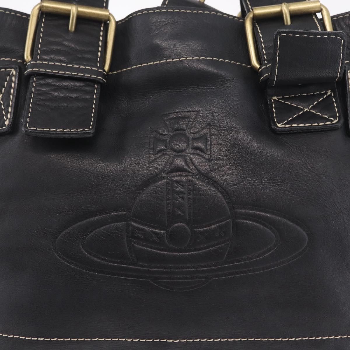 Vivienne Westwood Accord Hand Bag Leather Black Gold Auth 213993A