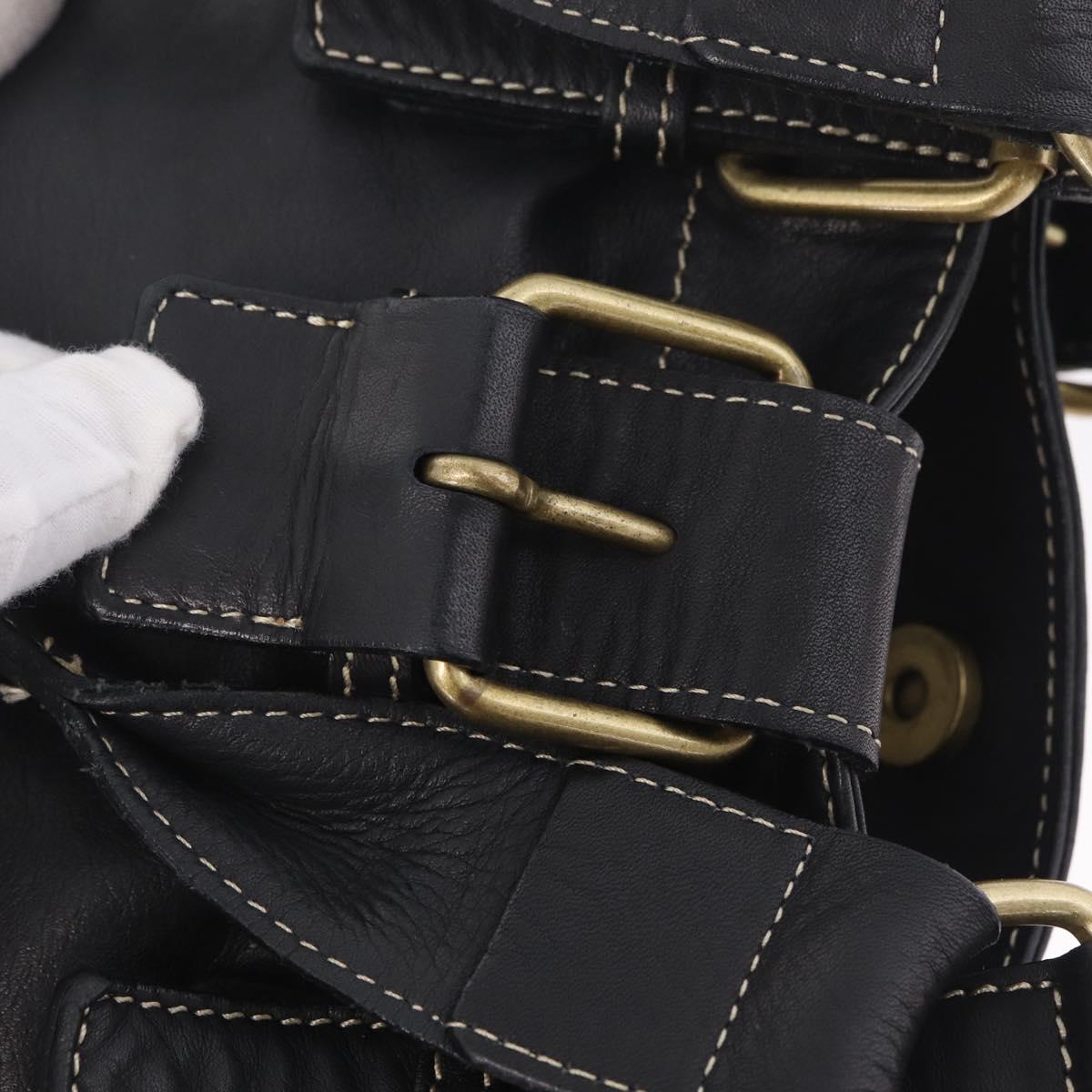 Vivienne Westwood Accord Hand Bag Leather Black Gold Auth 213993A