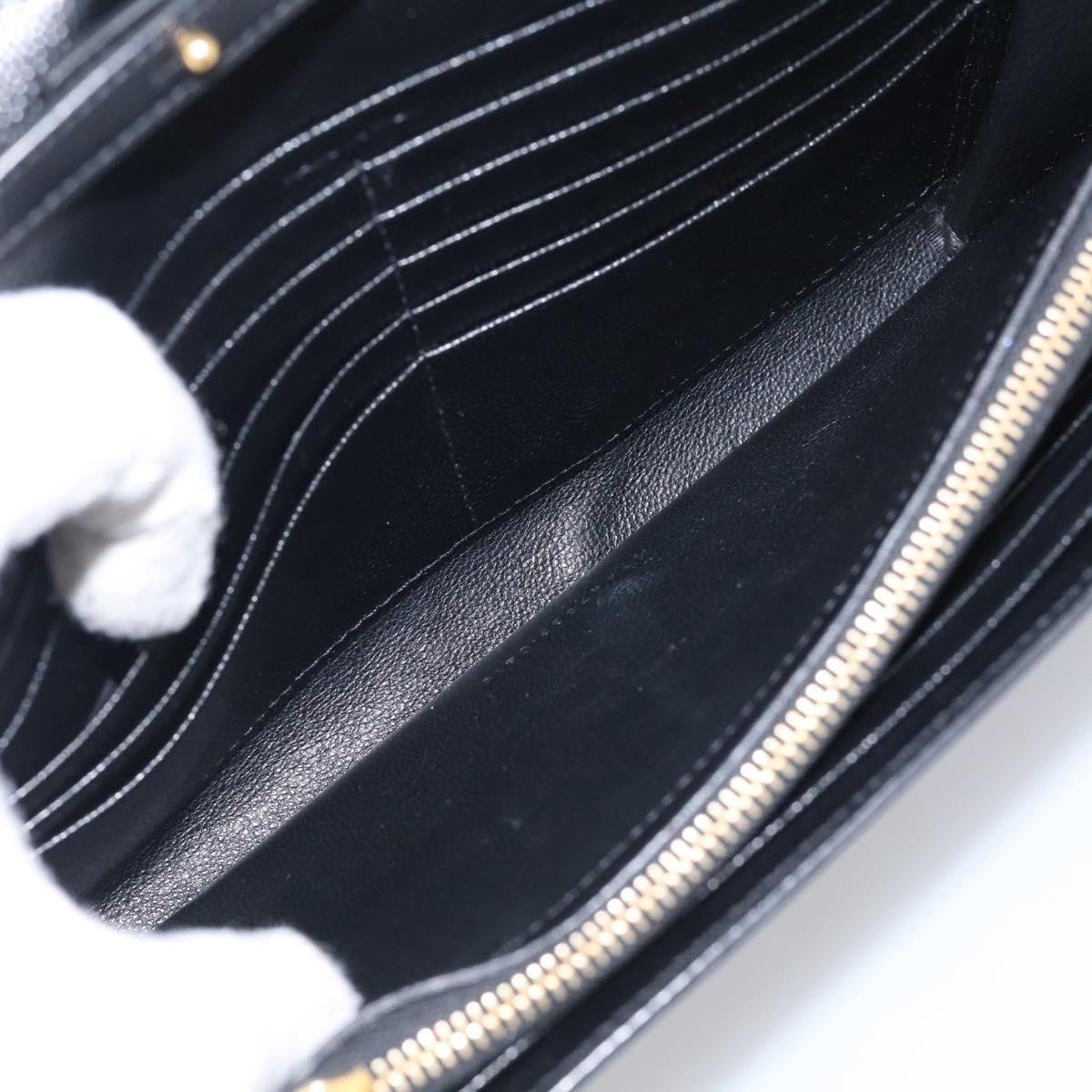 Saint Laurent Chain Wallet Leather Black Gold Auth 213994M