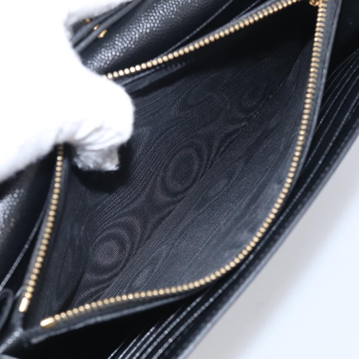 Saint Laurent Chain Wallet Leather Black Gold Auth 213994M
