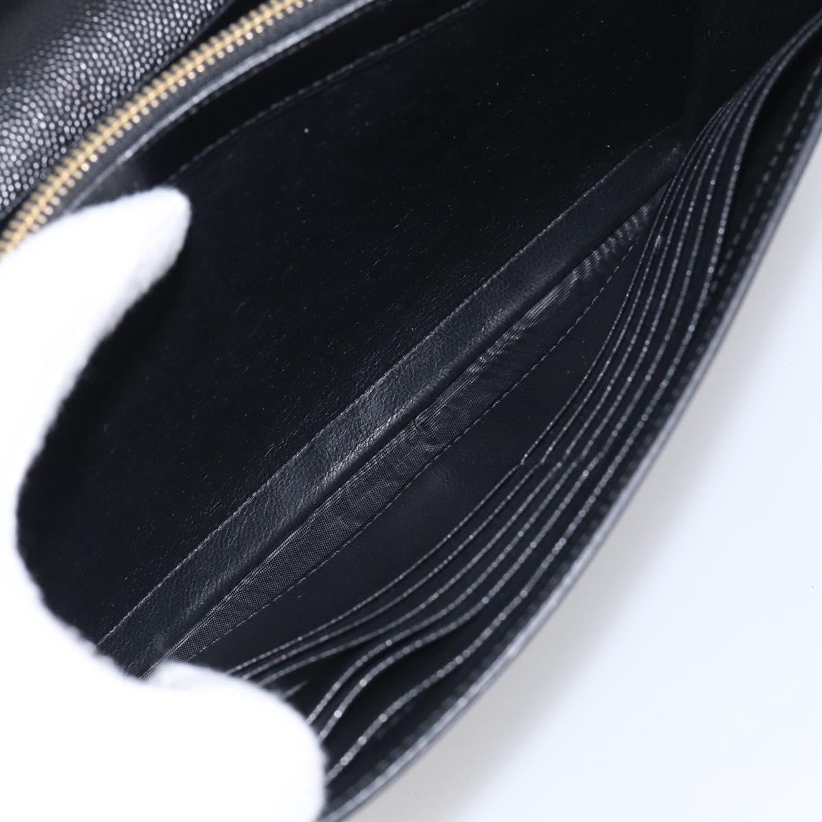 Saint Laurent Chain Wallet Leather Black Gold Auth 213994M