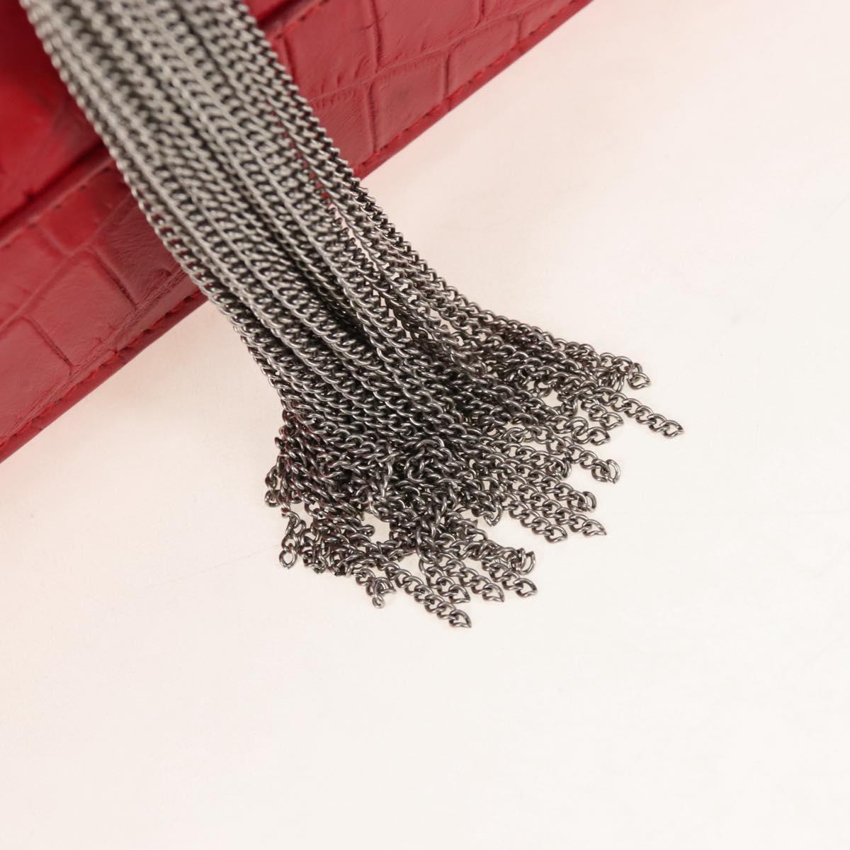 Saint Laurent Kate Chain Bag Calf leather Embossed Red Auth 213998M
