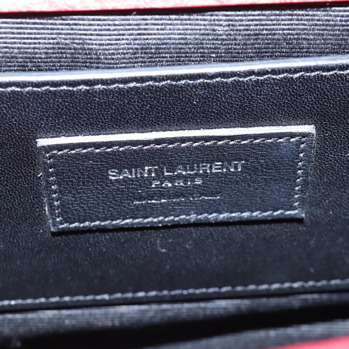 Saint Laurent Kate Chain Bag Calf leather Embossed Red Auth 213998M