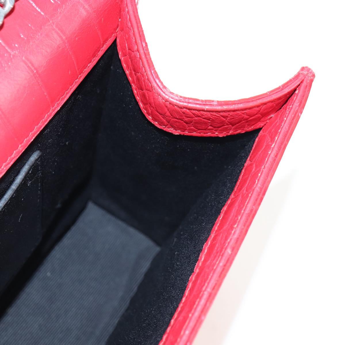 Saint Laurent Kate Chain Bag Calf leather Embossed Red Auth 213998M