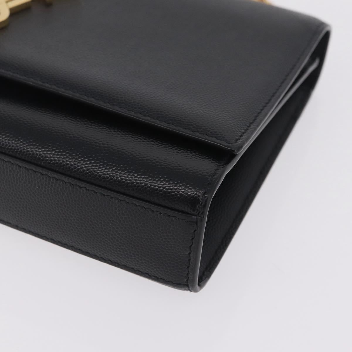 Saint Laurent Chain Kate Shoulder Bag Leather Black Gold Auth 213999M