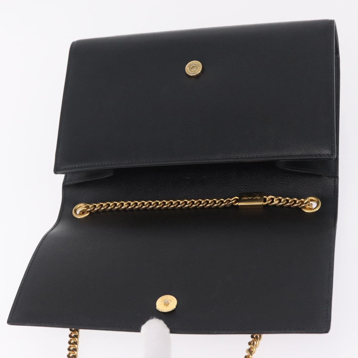 Saint Laurent Chain Kate Shoulder Bag Leather Black Gold Auth 213999M