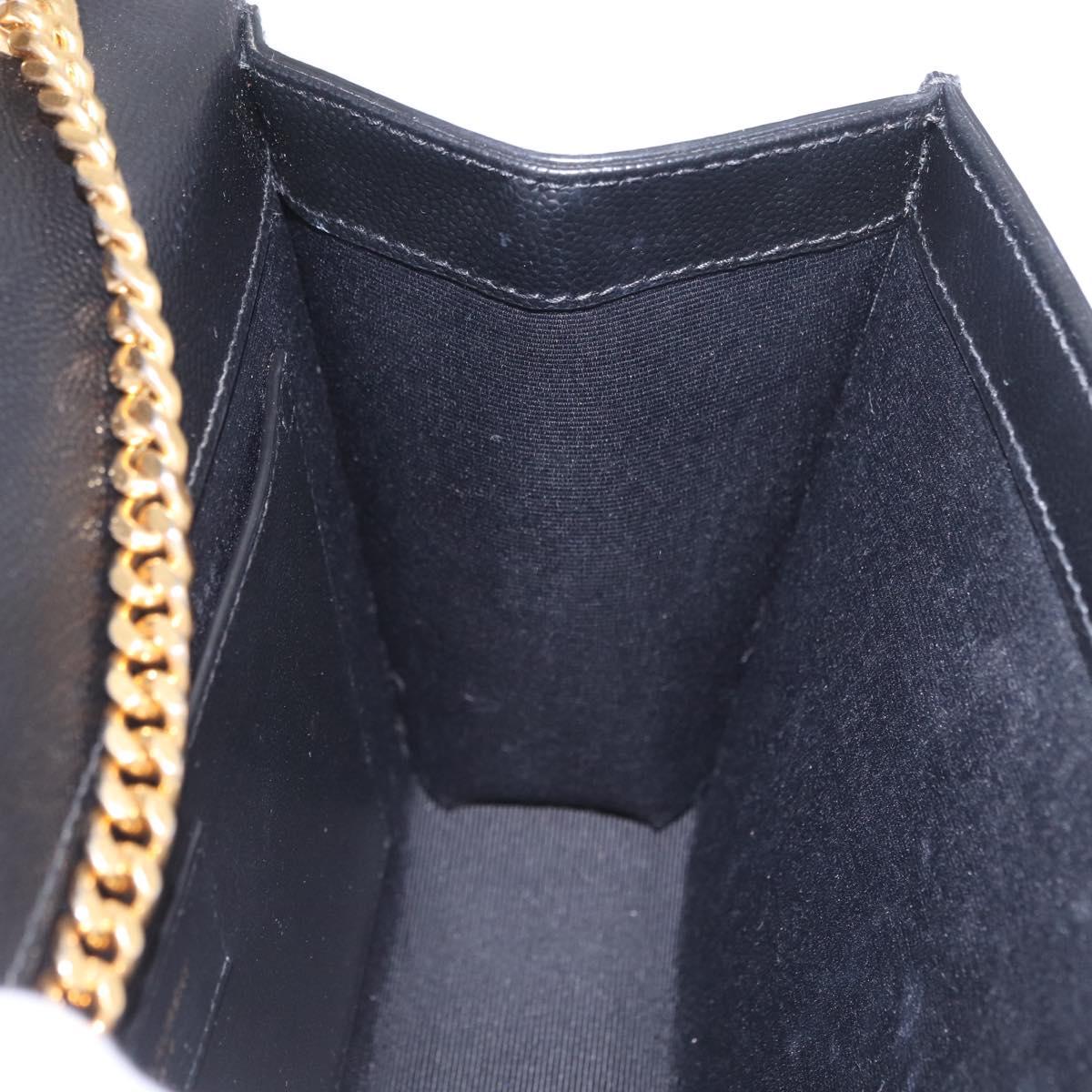 Saint Laurent Chain Kate Shoulder Bag Leather Black Gold Auth 213999M