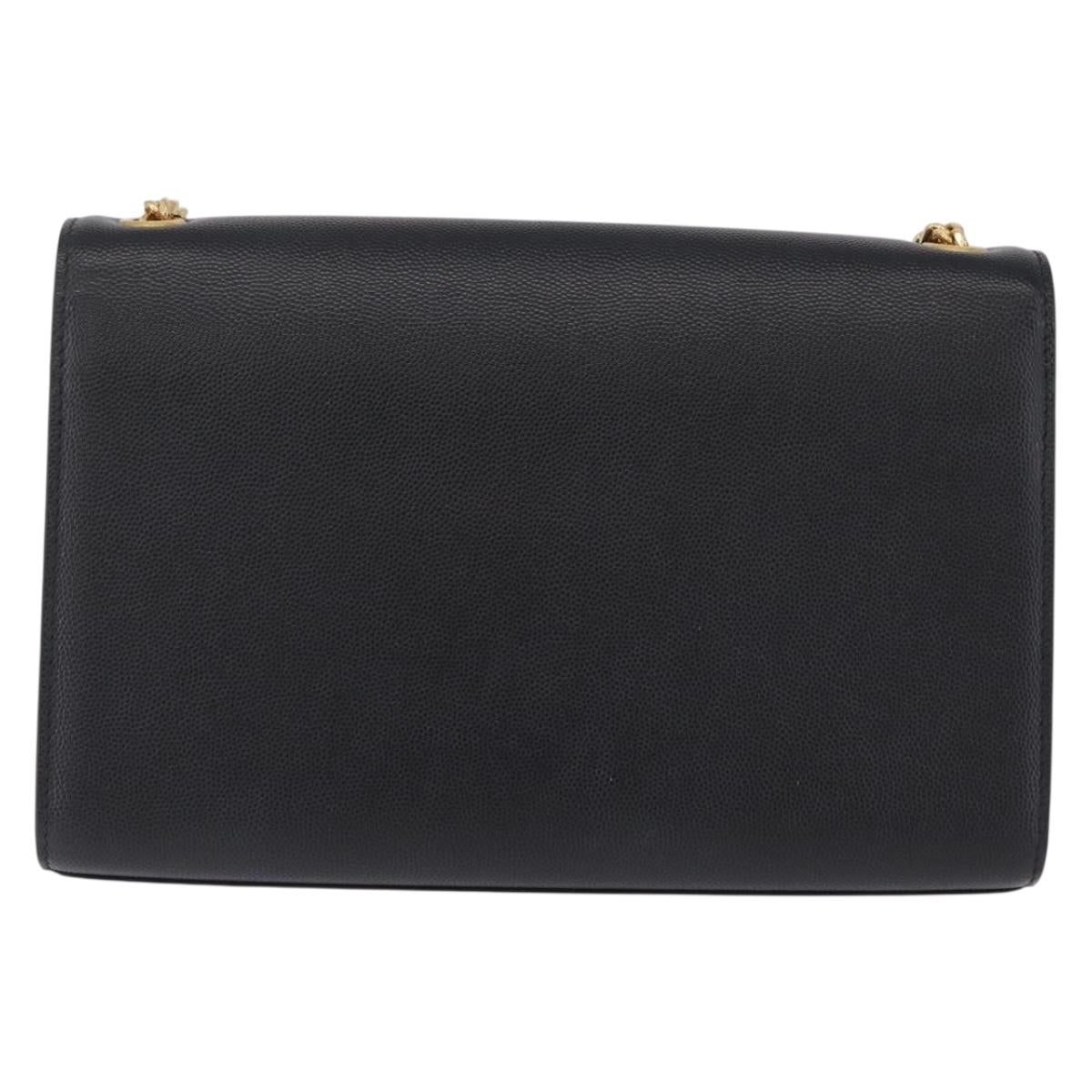 Saint Laurent Chain Kate Shoulder Bag Leather Black Gold Auth 213999M