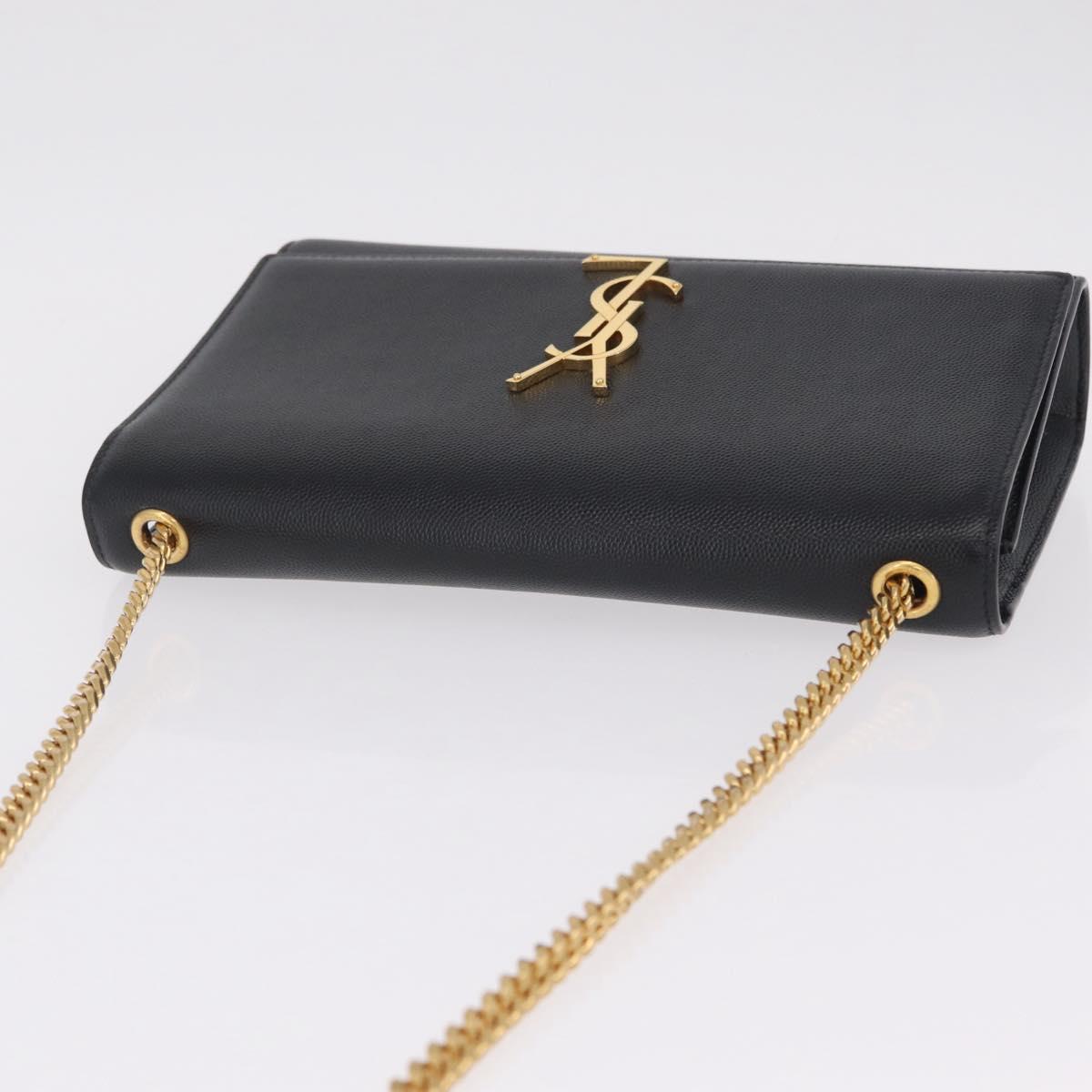 Saint Laurent Chain Kate Shoulder Bag Leather Black Gold Auth 213999M