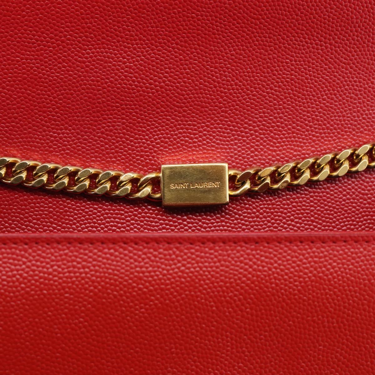 Saint Laurent Kate Chain Shoulder Bag Leather Red Gold Auth 214000M