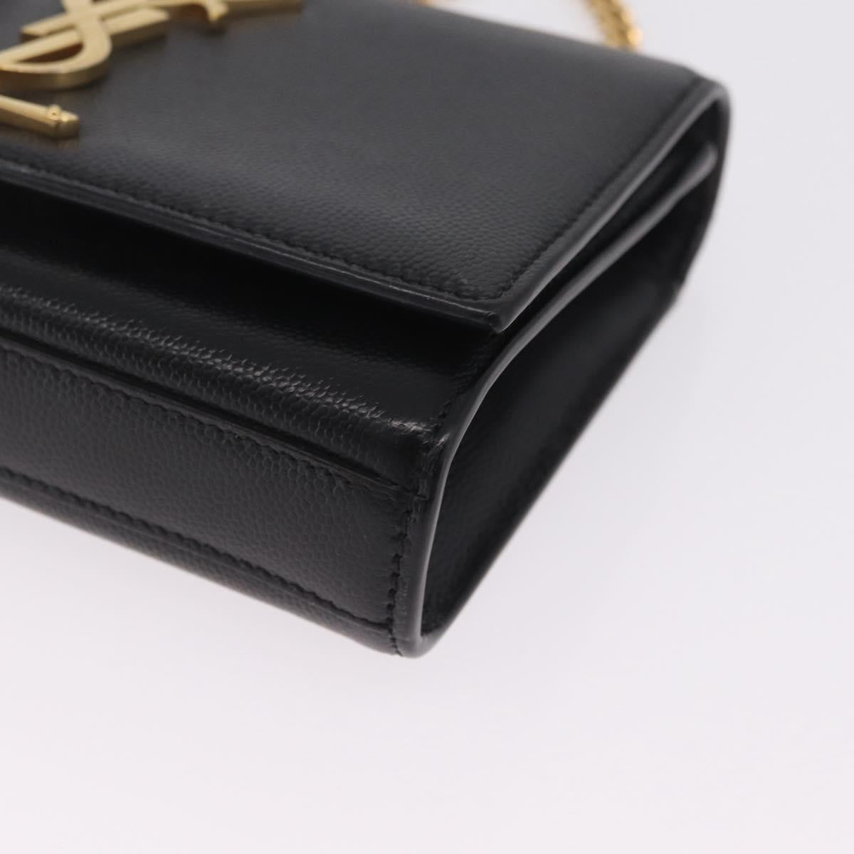 Saint Laurent Chain Kate Shoulder Bag Leather Black Gold Auth 214001M