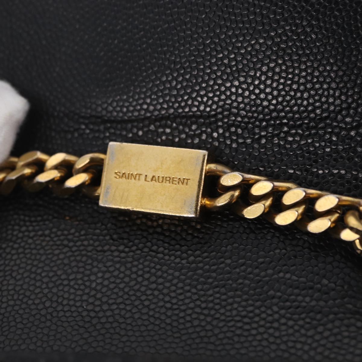 Saint Laurent Chain Kate Shoulder Bag Leather Black Gold Auth 214001M