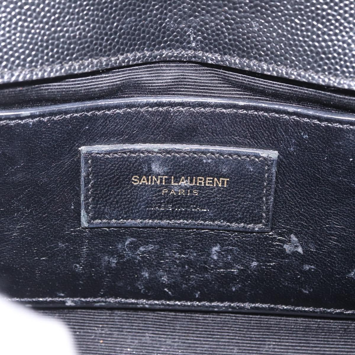 Saint Laurent Chain Kate Shoulder Bag Leather Black Gold Auth 214001M
