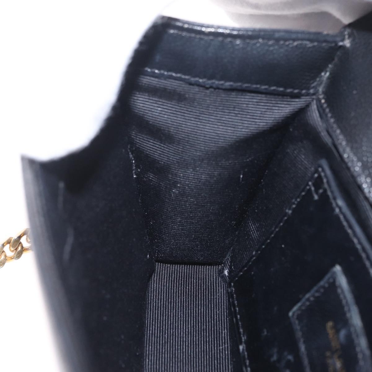 Saint Laurent Chain Kate Shoulder Bag Leather Black Gold Auth 214001M