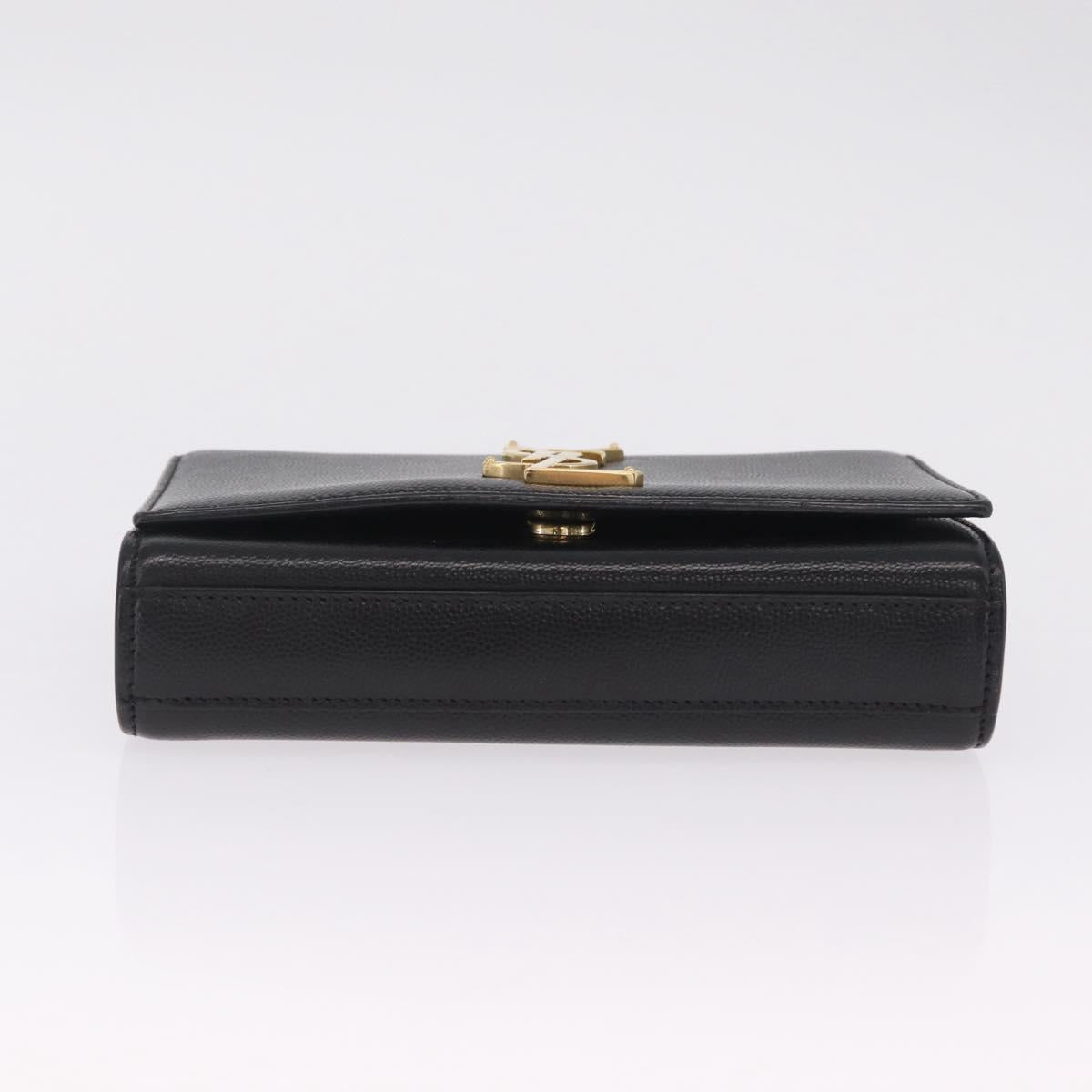Saint Laurent Chain Kate Shoulder Bag Leather Black Gold Auth 214001M