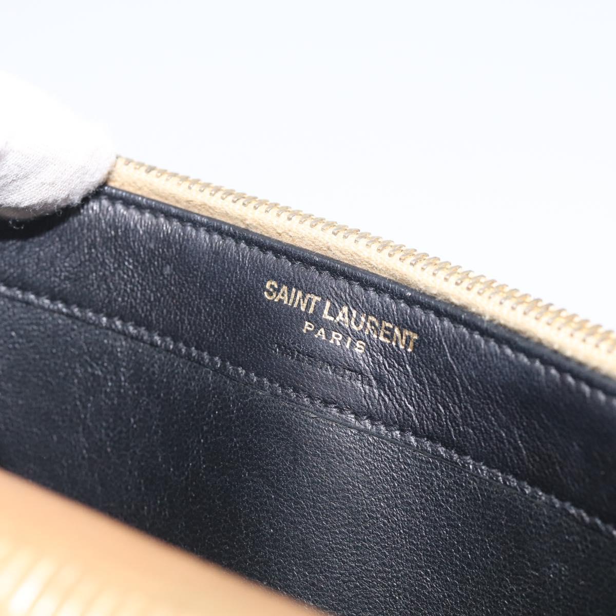 Saint Laurent Chain Shoulder Bag Leather Embossed Gold Auth 214003M