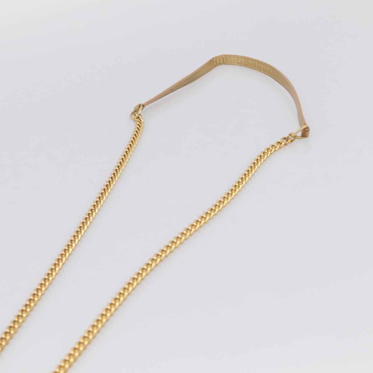 Saint Laurent Chain Shoulder Bag Leather Embossed Gold Auth 214003M